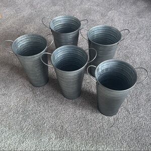 Galvanized Mini Metal French Buckets Set of 5